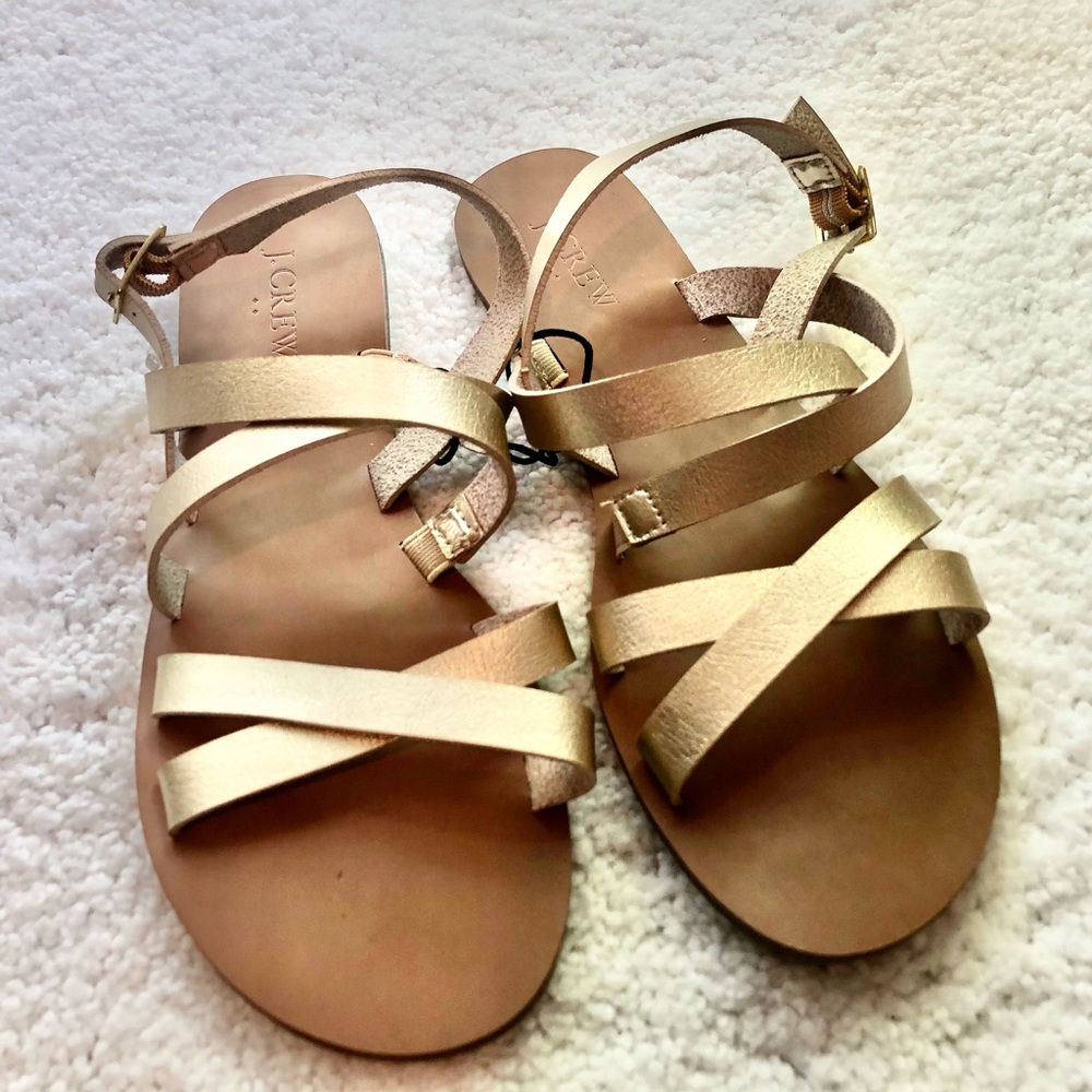 J. Crew Gold Strappy Sandals